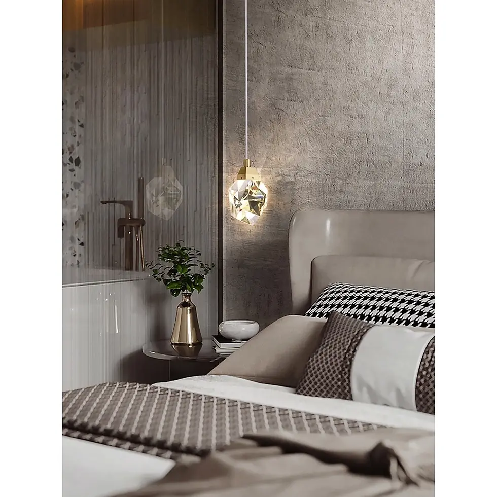 Miniatura: Pendente Cristal Pedra - Dourado LED 5W Bivolt  10x15cm - Kasa_Roy