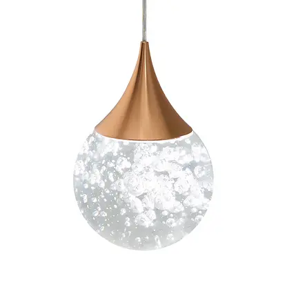 Miniatura: Pendente Cúpula Bolhas Cristal - Dourado LED Integrado 5W Bivolt 10cm - KASA_ROY