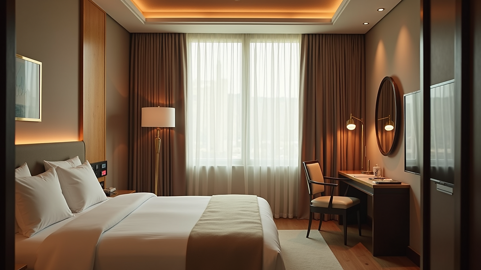 Eye-level view of a luxury hotel room