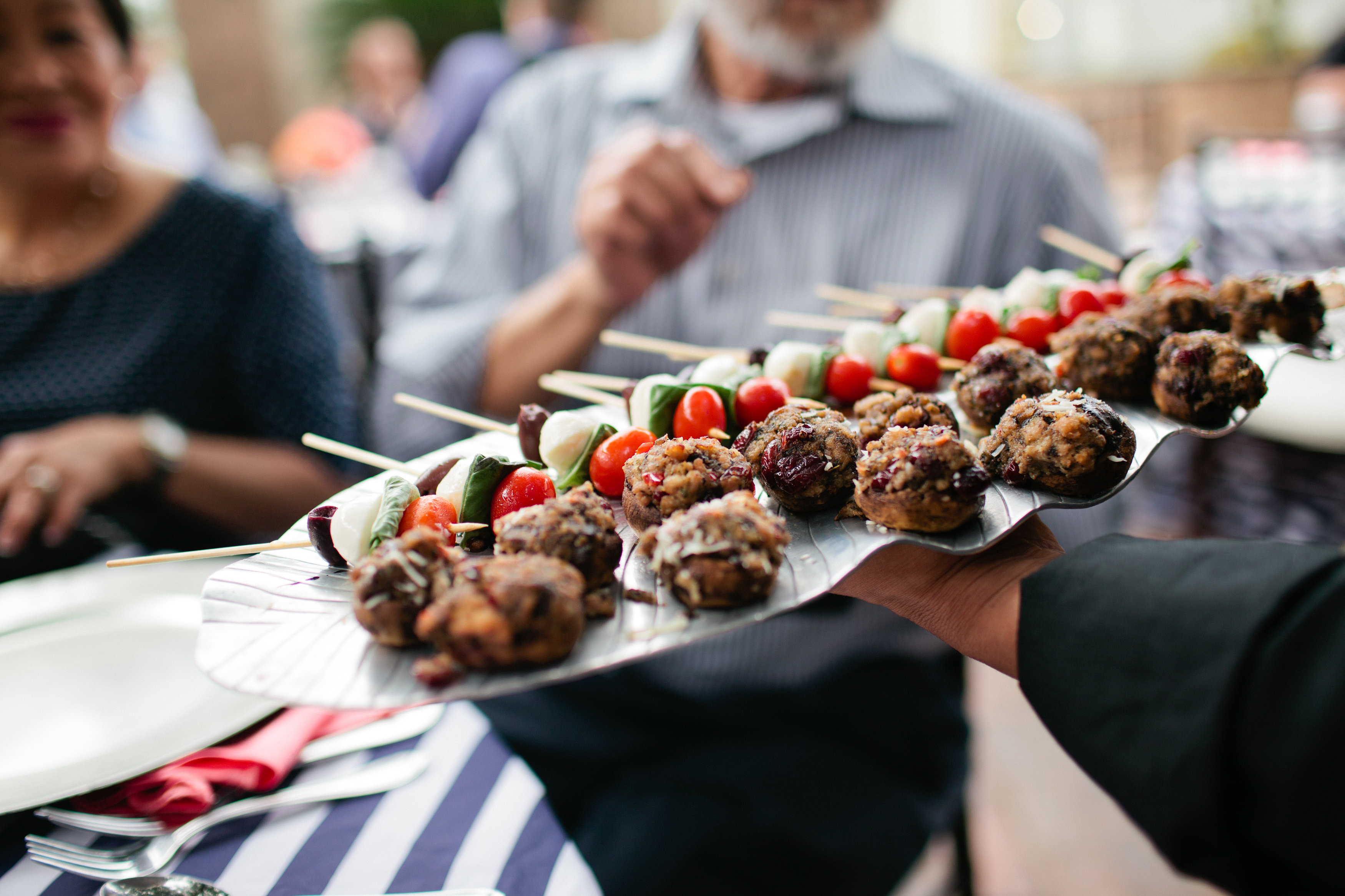Stuffed Mushroom and Caprese Skewers