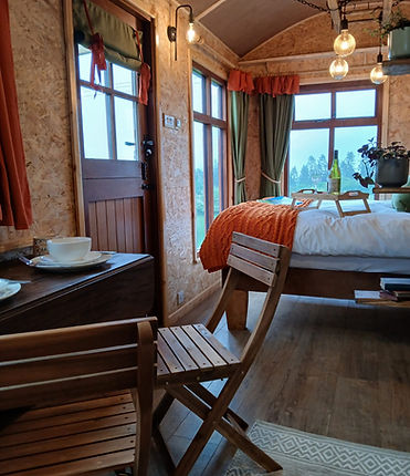Fern Shepherd hut dining area