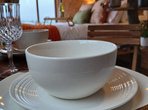 The table set up for a meal