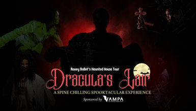 Dracula's Lair haunted attraction entrance with eerie gothic atmosphere