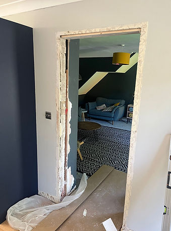 Sliding barn door, Plastering