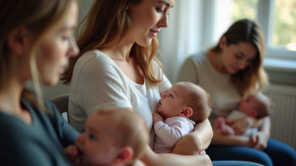 Eye-level view of a breastfeeding class in session