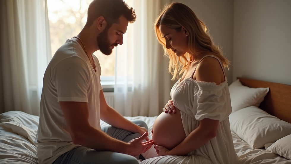 High angle view of expecting couple practicing hypnobirthing techniques together