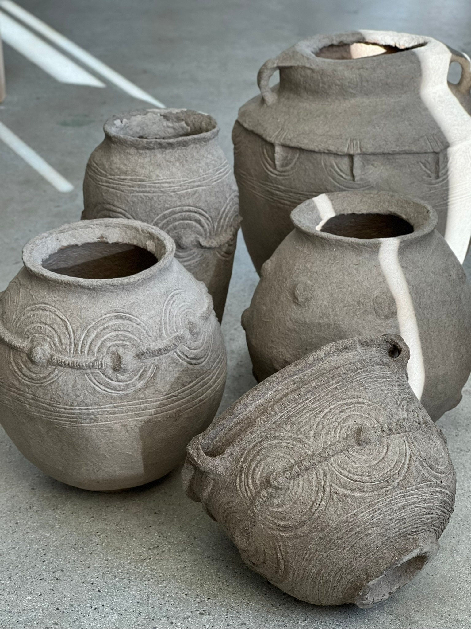 Decorative Paper Vessels - Eco-Friendly Paper Mache Pottery Style Decor