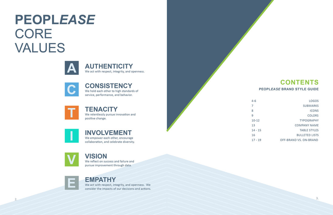 Brand style guide, logo design, icon design, text and layout design for a human resources and risk management corporation
