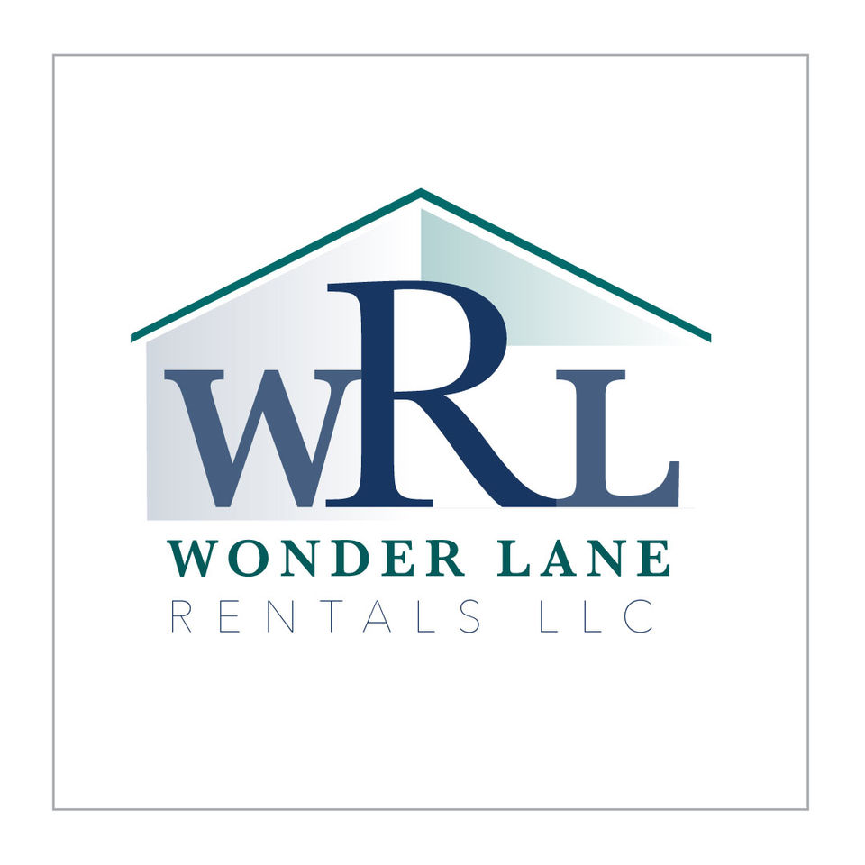 Two color monogram style logo design for a real estate rental company