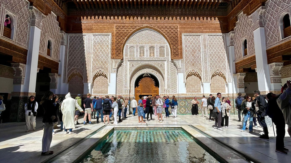 The interior of an old Moroccan Islamic school in Marrakech