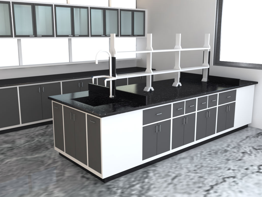 सफेद और चारकोल में एटलस प्रयोगशाला फर्नीचर