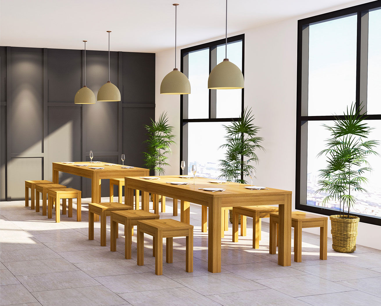 Oder Canteen Seating in Maple