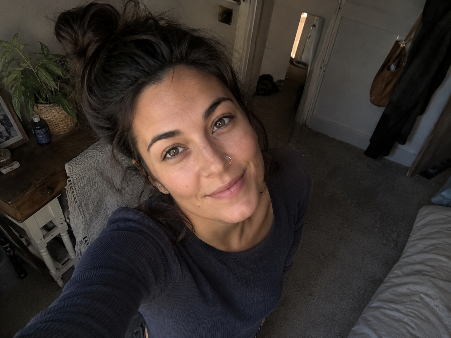 Smiling woman taking a selfie