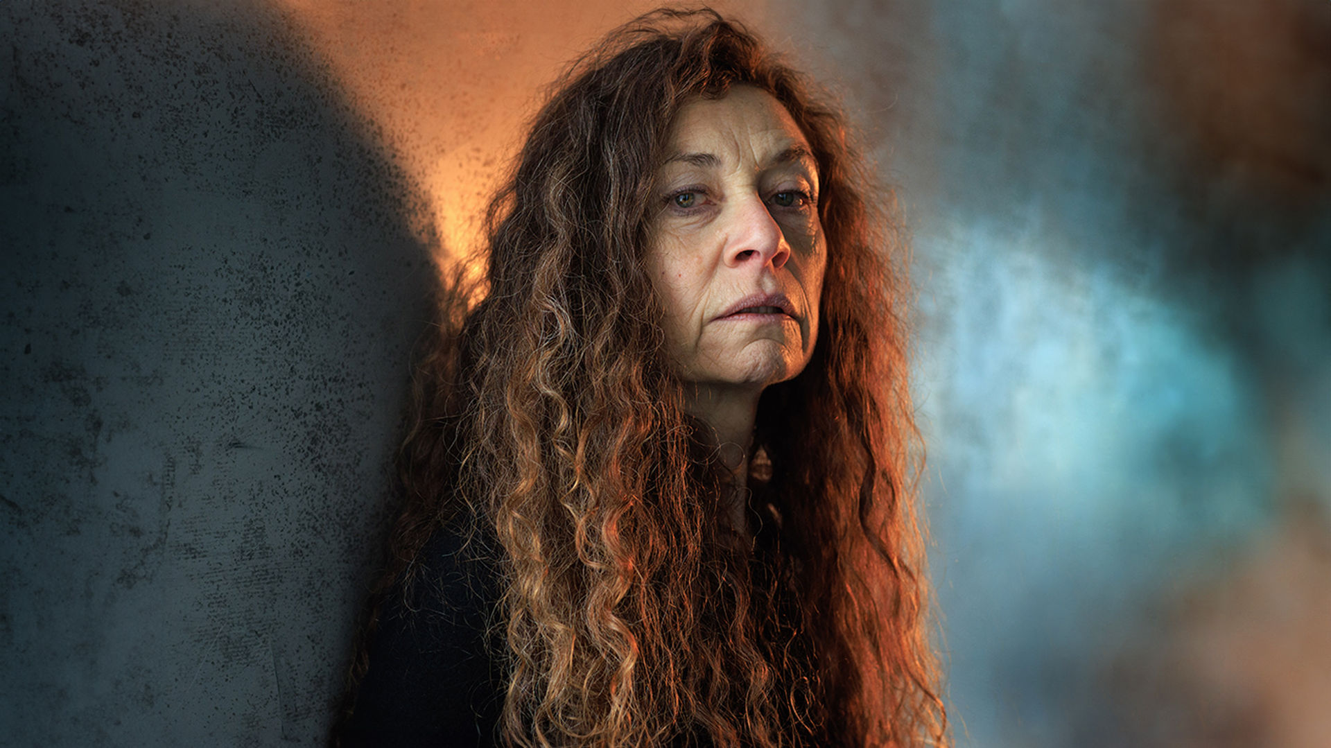 Cinematic headshot of actress , dark and moody