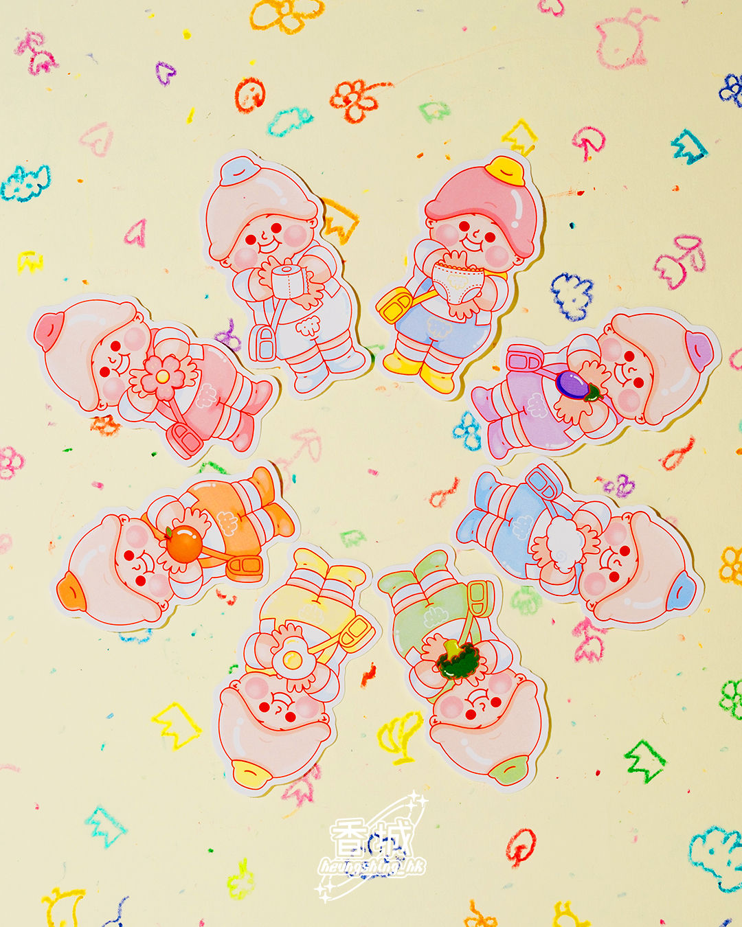 杏壇花花七彩貼紙 set 1套8款