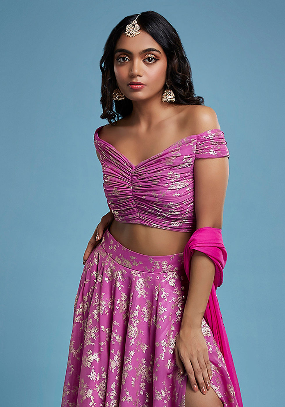 Thumbnail: PURPLE OFFSHOULDER BLOUSE