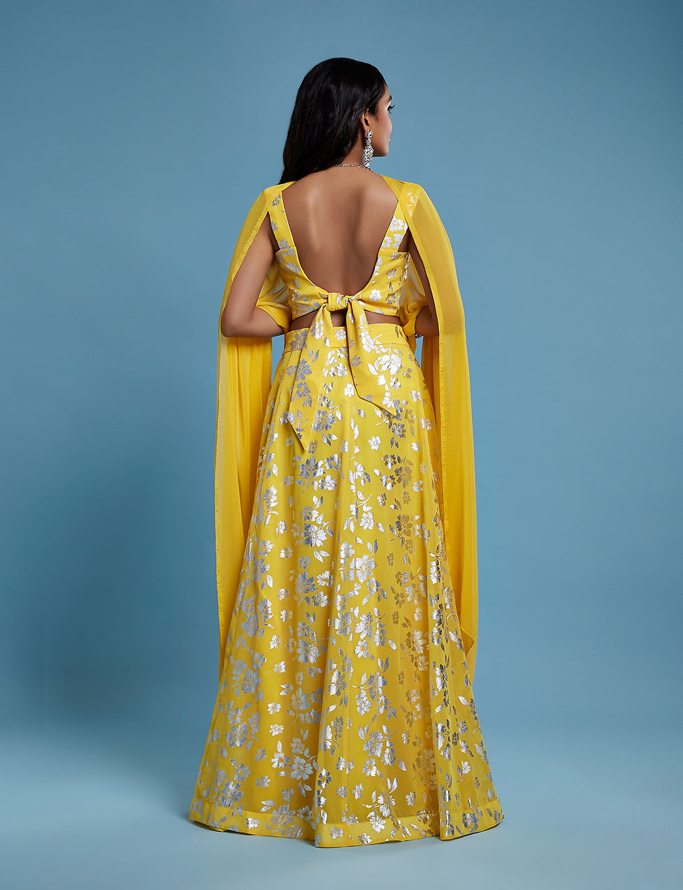 Thumbnail: YELLOW  CORSET LEHENGA SET
