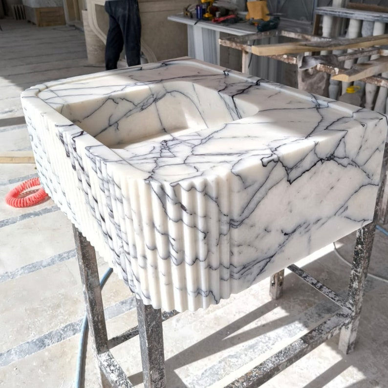 Thumbnail: Grooved Front Liliac Marble Sink