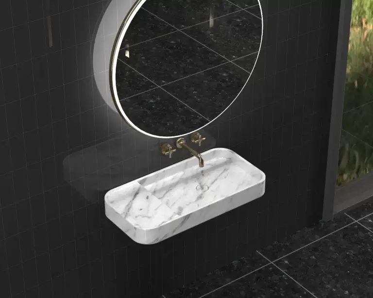 Thumbnail: White Marble Slim and Sleek Wall-mount Washbasin Sink