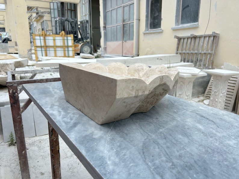 Thumbnail: Italian Travertine Countertop Washbasin Sink For Bathroom 