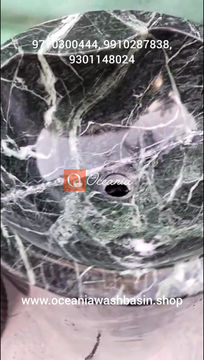 Thumbnail: Green Marble Pedestal Freestanding Washbasin Sink, Bathroom Decor
