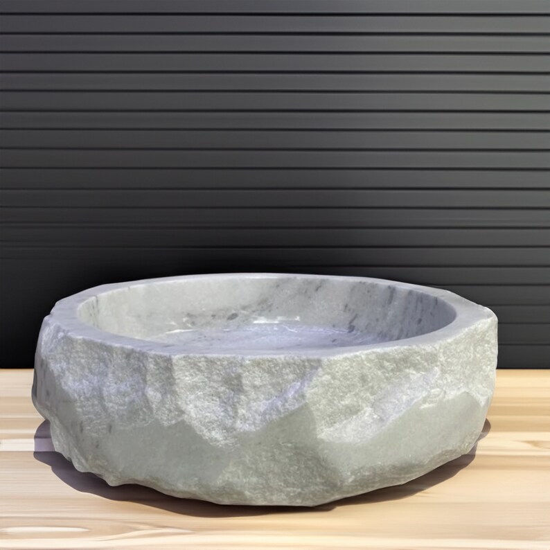 Thumbnail: Grey Marble Round Sink , Handmade Marble Bathroom Washbasin, Designer Washbasin