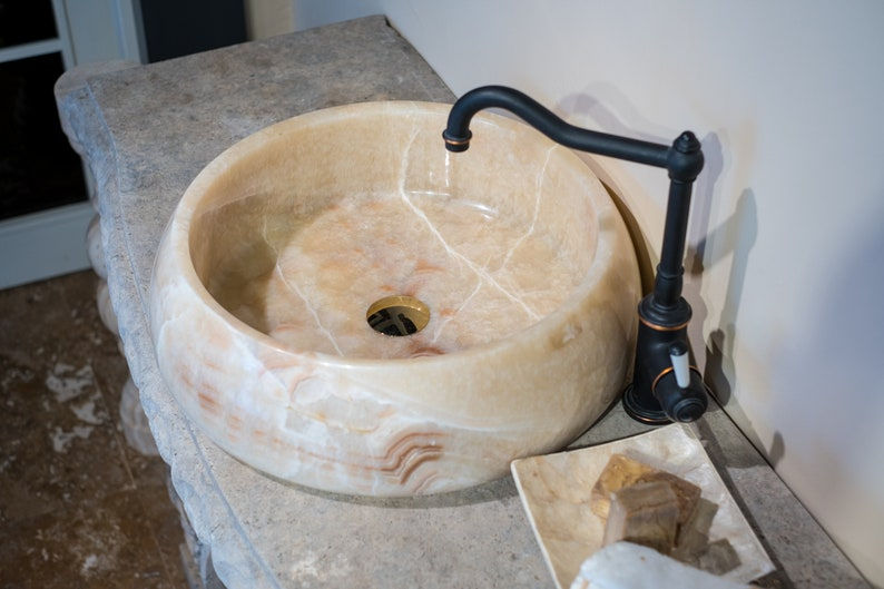 Thumbnail: Classy Onyx Sink, Hand Made Bathroom Marble Sink, Luxury Onyx Bathroom Sink 