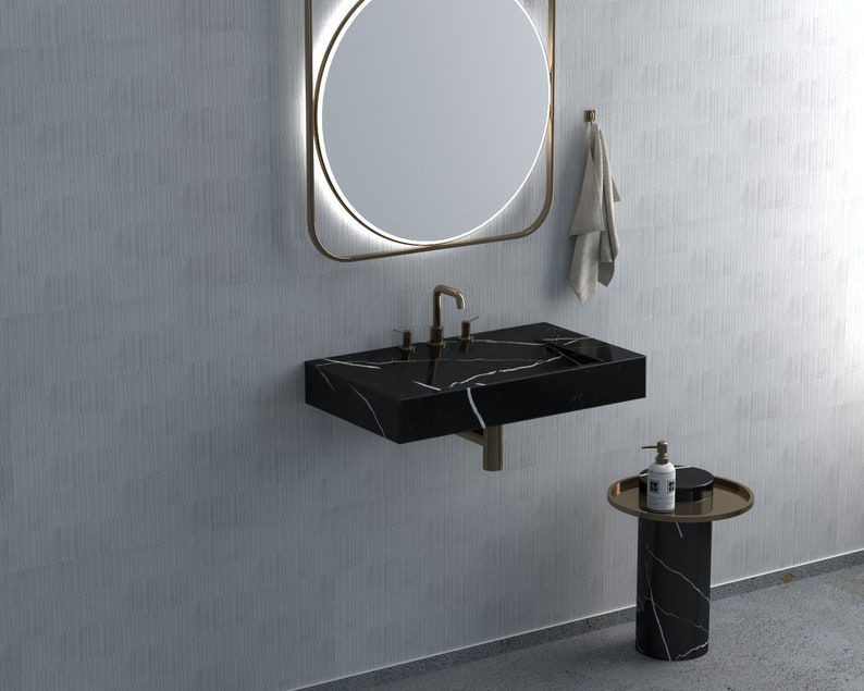 Thumbnail: Premium Black Marble Wash Basin, Luxury Handmade Marble Bathroom Vanity Sink

