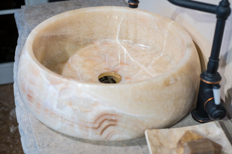 Thumbnail: Classy Onyx Sink, Hand Made Bathroom Marble Sink, Luxury Onyx Bathroom Sink 