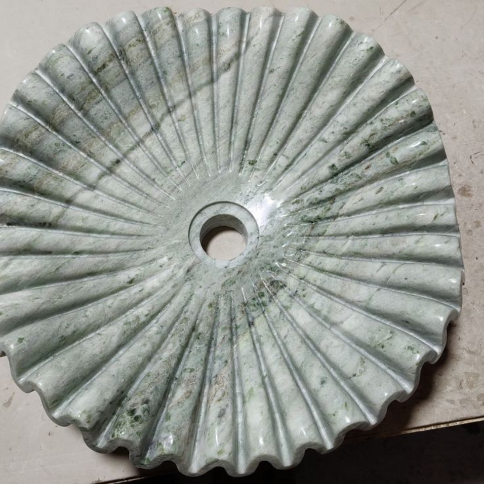 Thumbnail: Green Marble Ruffled Washbasin