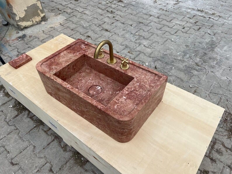 Thumbnail: Red Travertine Sink, Vanity Sink