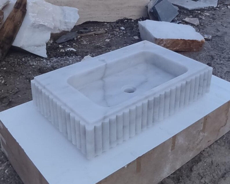 Thumbnail: Grooved Marble Rectangle Washbasin 