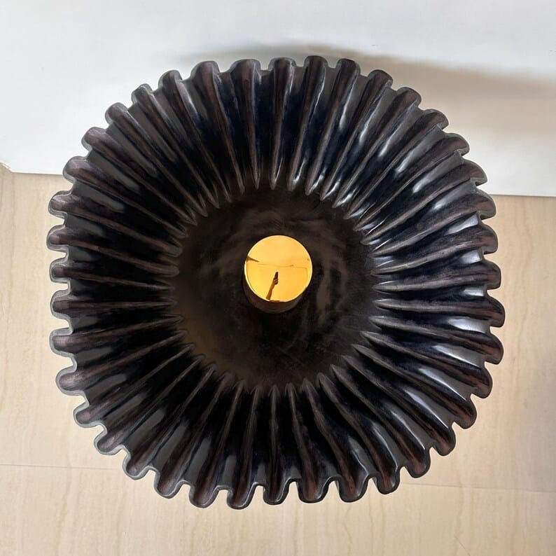 Thumbnail: Ruffle Style Black Marble Bathroom Sink, Frills Washbasin 