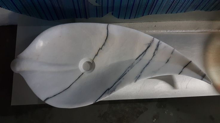 Thumbnail: Leaf Shape White Marble Bathroom Sink 