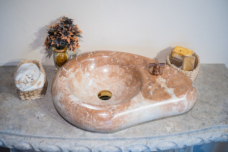 Thumbnail: Marble Bathroom Washbasin Sink, Stylish Bathroom Sink Made of Natural Marble 