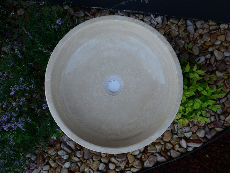 Thumbnail: Italian Travertine Countertop Bathroom Washbasin Sink, Natural Stone Handcrafted