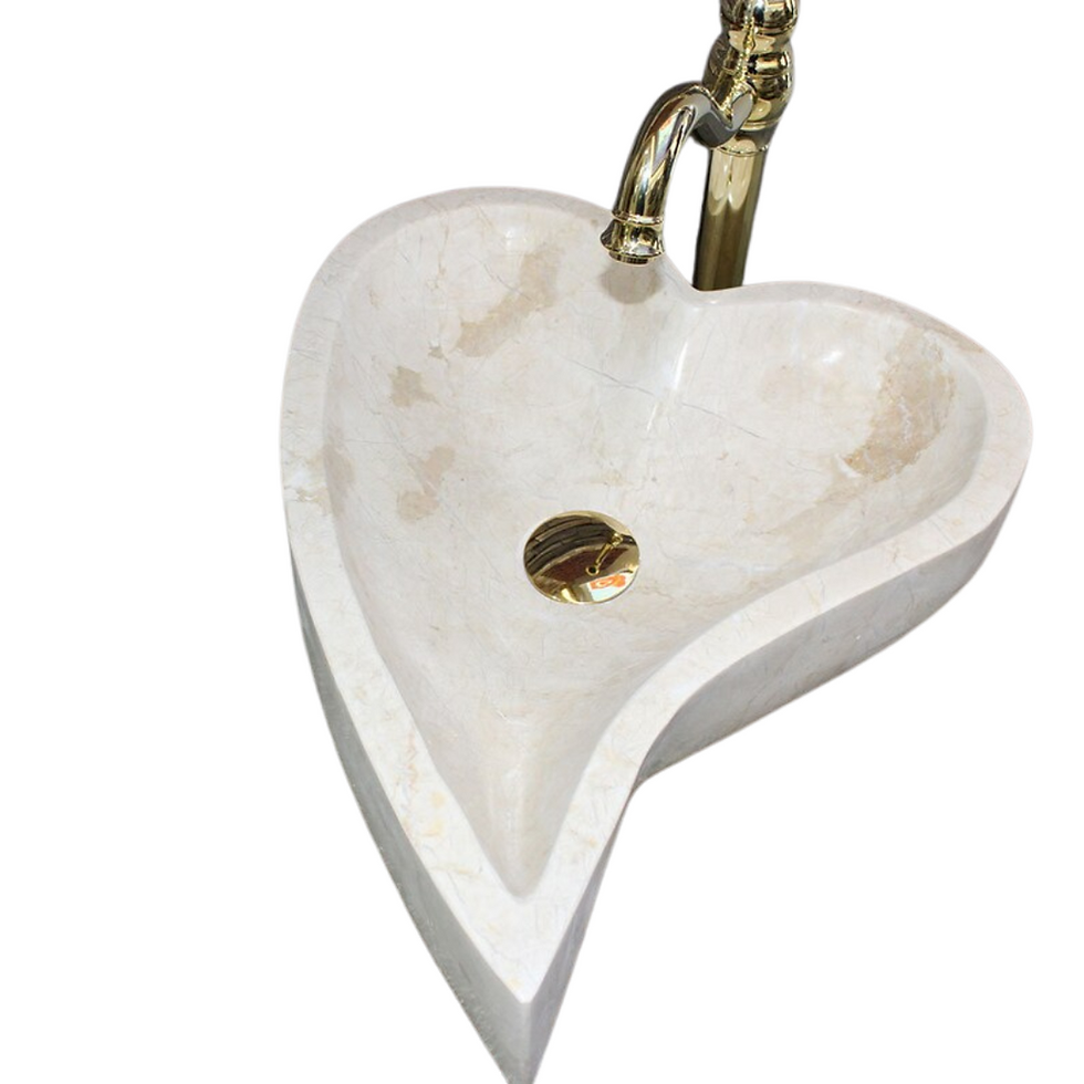 Thumbnail: Heart Design Marble Countertop Travertine Sink