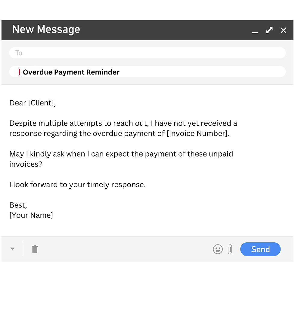 Email asking client to pay overdue invoice