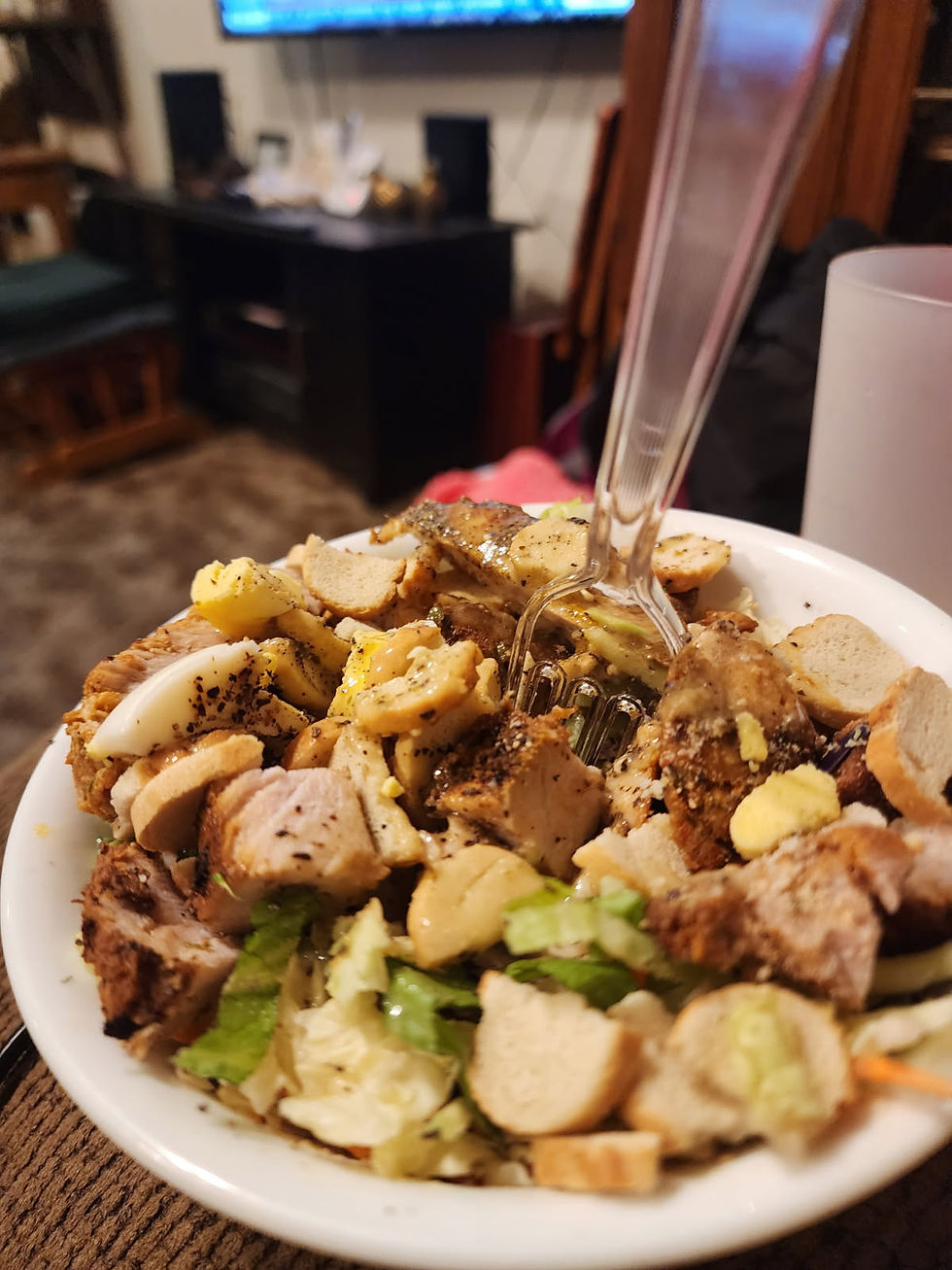 Dinner salad and pork loin