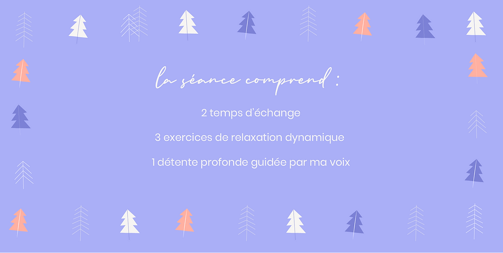 Cette sĂ©ance « spĂ©ciale dĂ©tente pour bien commencer lâannĂ©e » comprend : Des temps d'Ă©change 3 exercices de relaxation dynamique pour installer la dĂ©tente 1 relaxation profonde (inspirĂ©e de l'hypnose) pour se dĂ©tendre