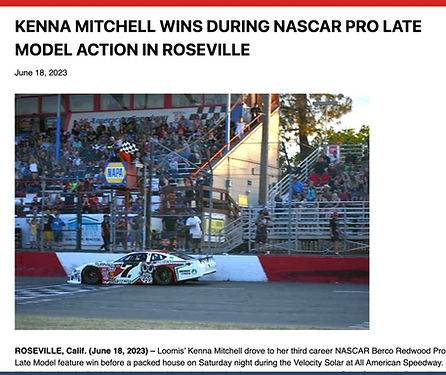 Kenna's win at all american speedway