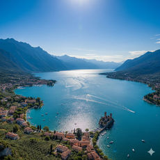Vista panorámica del lago de Garda