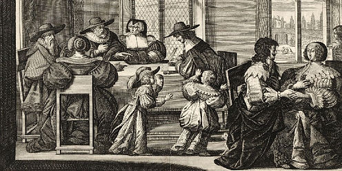 Abraham Bosse, Le Mariage à la ville : Le Contrat de mariage, vers 1633. Eau-forte, 26,4 x 35,5. BnF