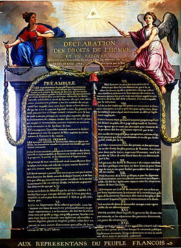 Jean-Jacques La Barbier, Représentation des Droits de l’Homme et du Citoyen de 1789, vers 1789. Huile sur panneau, 71 x 56. Musée Carnavalet