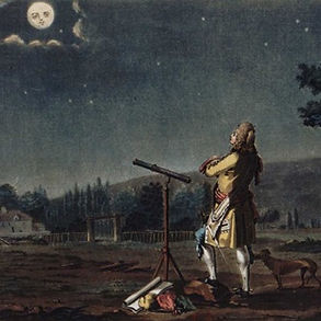 Henri Bellery-Desfontaine, Fontenelle méditant sur la pluralité des mondes, 1791. Gravure par aquatinte de Jean-Baptiste Moret, 27 x 18,5. Musée Carnavalet, Paris