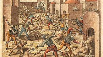 Théodore de Bry, La Conquête de Cuzco par les Espagnols, XVIème siècle. Kunsbibliotek, Berlin