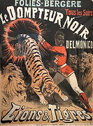 Delmonico, le dompteur noir. Affiche des Folies-Bergère d’après un dessin de Jules Chéret, 1874. BnF