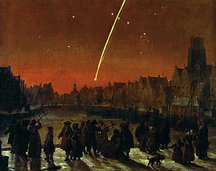 Lieve Verschuler, Comète au-dessus de Rotterdam, 1680. Huile sur panneau, 25,5 x 32,5. Musée de Rotterdam