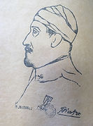 Pablo Picasso, Portrait d’Apollinaire, 1917. Eau-forte gravée par René Jaudon