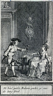 Clément-Pierre Marillier, La colère de Turcaret. Frontispice de l’édition de 1783